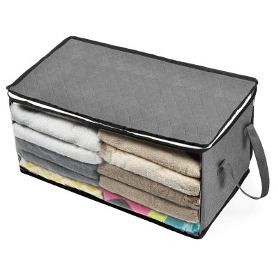 Foldable Comforter Storage Bag Household Clothing Storage Box Dustproof Non-woven Quilt Storage Bra Socks Wardrobe Organizer