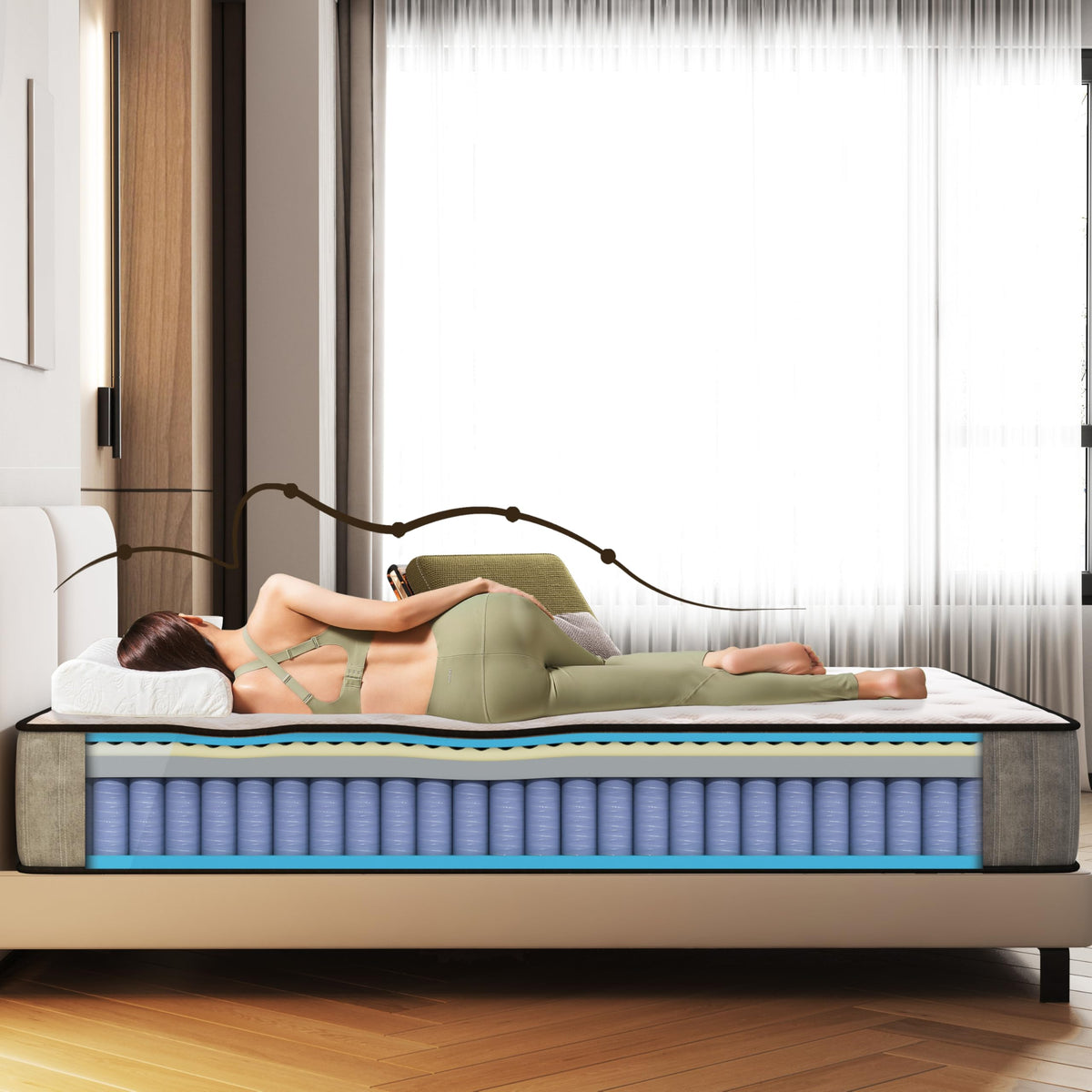 Matoresu 25CM Single Mattress with Innerspring Hybrid Memory Foam, Single Bed Mattress for Ultimate Support & Pressure Relief, Medium Firm Mattress in