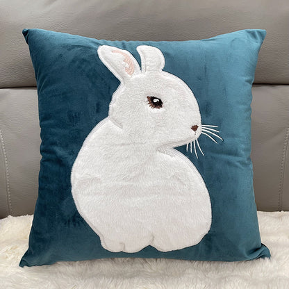 Soft Rabbit Pillow Cover Sofa Cushion Velvet Embroidered Pillow Girl&