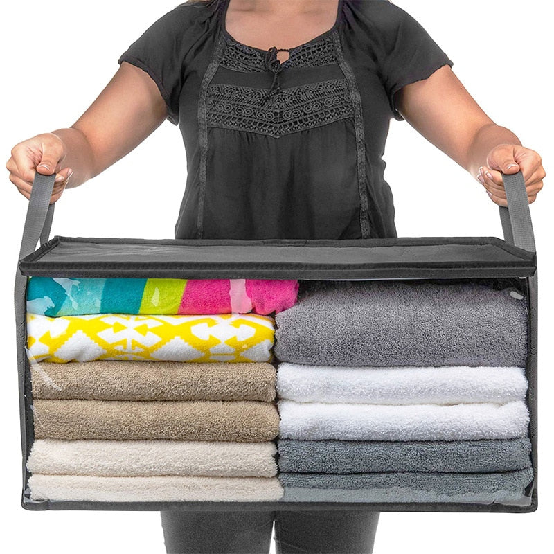 Foldable Comforter Storage Bag Household Clothing Storage Box Dustproof Non-woven Quilt Storage Bra Socks Wardrobe Organizer