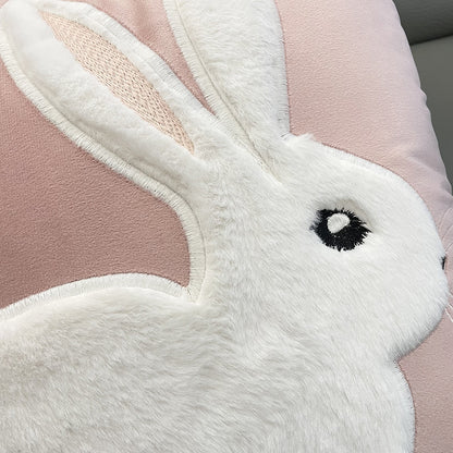Soft Rabbit Pillow Cover Sofa Cushion Velvet Embroidered Pillow Girl&