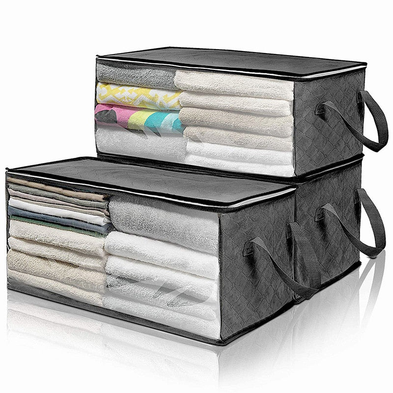 Foldable Comforter Storage Bag Household Clothing Storage Box Dustproof Non-woven Quilt Storage Bra Socks Wardrobe Organizer - Premium Product Image