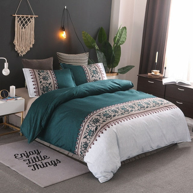 Printing Duvet Cover Sets Polyester Plain Printed Bedding Set Reactive Printing Duvet Cover With Pillowcases Bedding Set - Premium Product Image