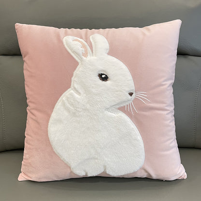 Soft Rabbit Pillow Cover Sofa Cushion Velvet Embroidered Pillow Girl&