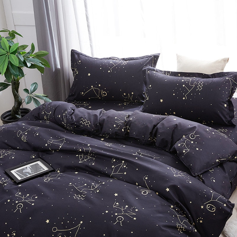 NO PILLING NO FADE Bedding Sets Single King Size 2-3PCS Star Duvet Cover Set, 4PCS Set For Duvet cover Bed Sheet Pillowcase - Premium Product Image