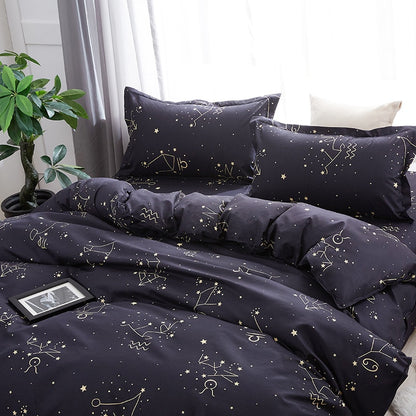 NO PILLING NO FADE Bedding Sets Single King Size 2-3PCS Star Duvet Cover Set, 4PCS Set For Duvet cover Bed Sheet Pillowcase - Premium Product Image