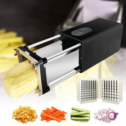 Kitchen Gadget Electric French Fry Cutter With Blades Stainless Steel Vegetable Potato Carrot For Commercial Household - Premium Product Image