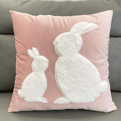 Soft Rabbit Pillow Cover Sofa Cushion Velvet Embroidered Pillow Girl&