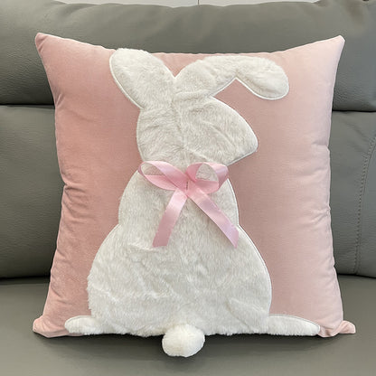 Soft Rabbit Pillow Cover Sofa Cushion Velvet Embroidered Pillow Girl&