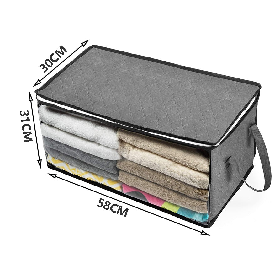 Foldable Comforter Storage Bag Household Clothing Storage Box Dustproof Non-woven Quilt Storage Bra Socks Wardrobe Organizer