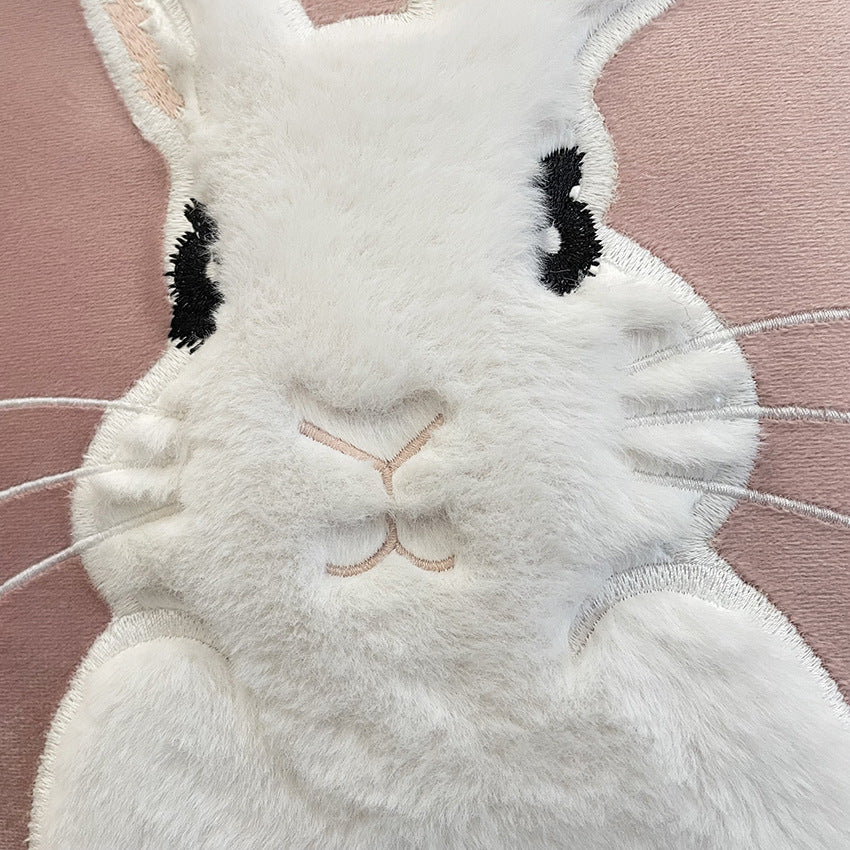 Soft Rabbit Pillow Cover Sofa Cushion Velvet Embroidered Pillow Girl&